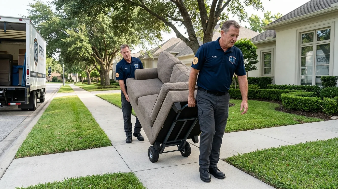 Local residential moving crew loading furniture in Foley, MN